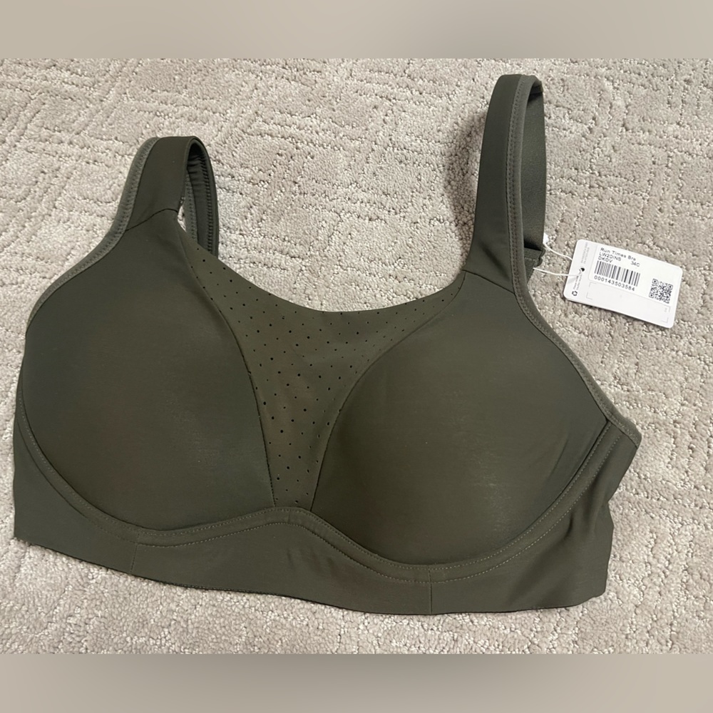NWT Lululemon Run Times Bra 34C Olive Green